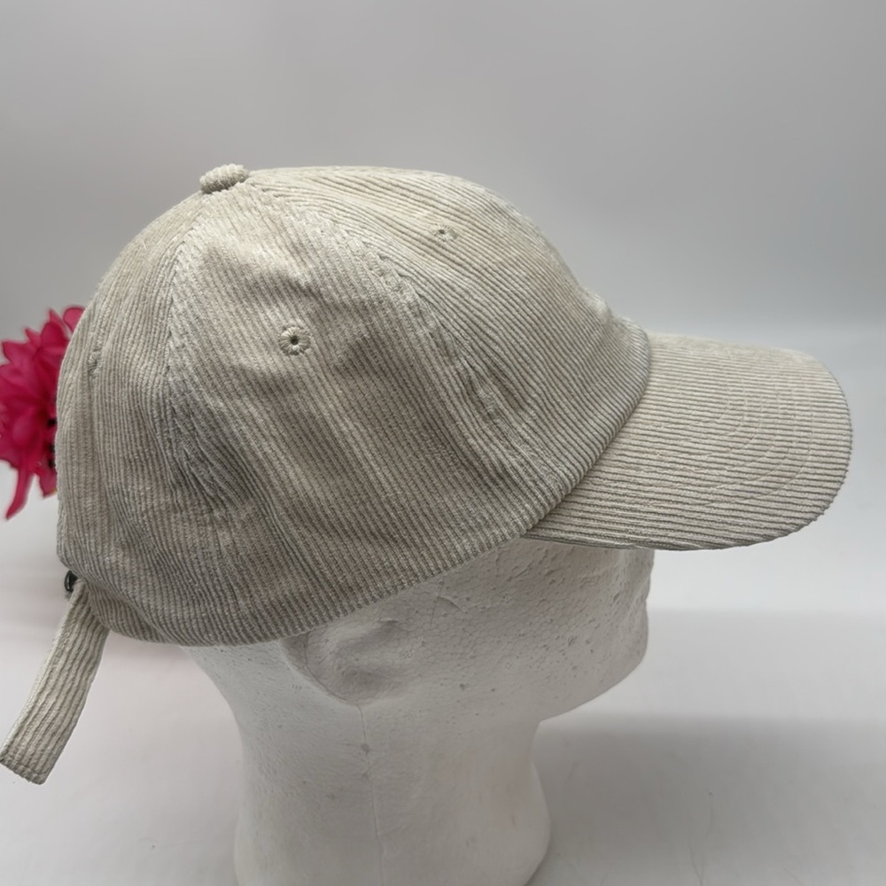 Cream Ribbed Baseball Cap HT9054 - Picture 2 of 4